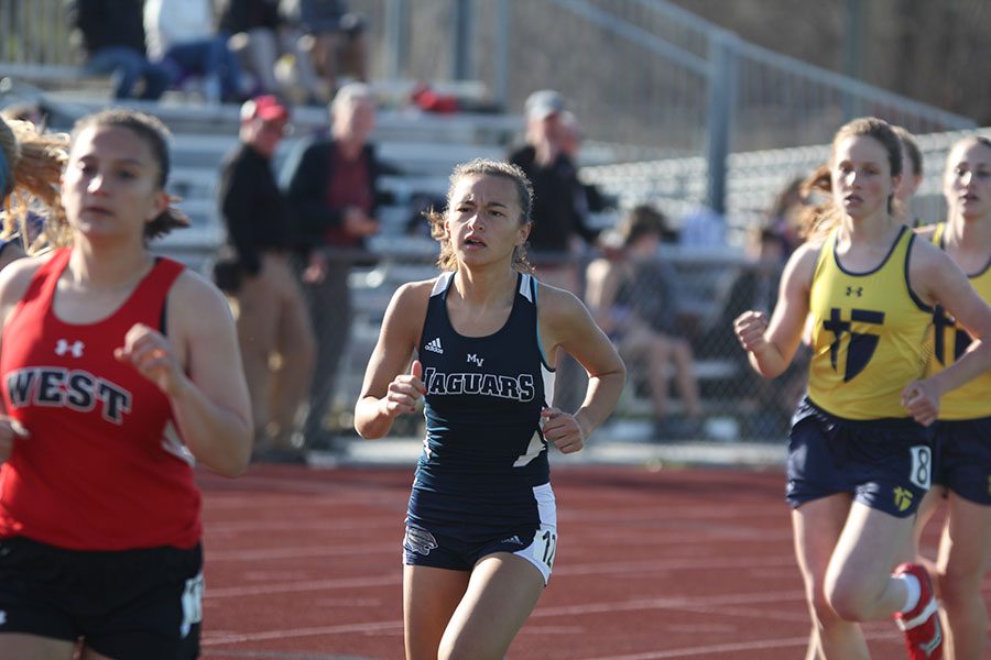 Junior Macey Gaschler runs the girls 1600 m, placing ninth.