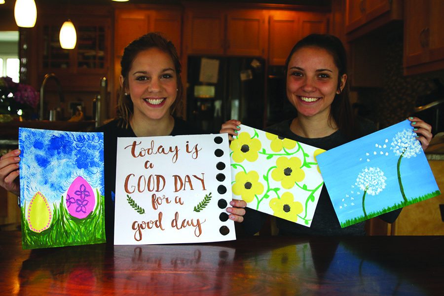 Spending the morning together on Saturday, March 31, junior Caroline Rutledge and senior Hailey Stelle paint pictures as a way to disconnect from technology and instead better connect with one another. I think other people should get together to paint because it gives them time to get off their phones, just find beauty in the simplest thing and paint it, Rutledge said. 
