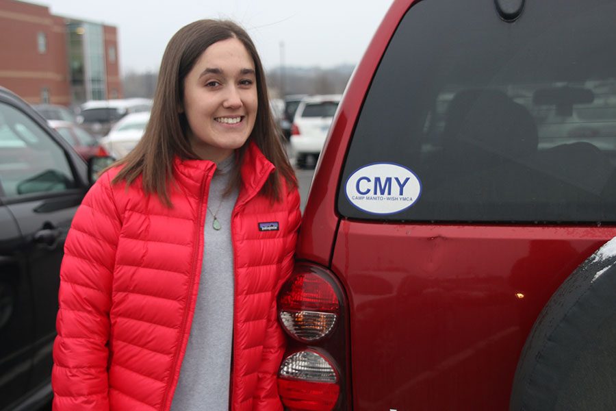 The CMY sticker on the back of Hannah Barnes’ Jeep Liberty is a representation of the memories she has made at Camp Menito-Wish YMCA.