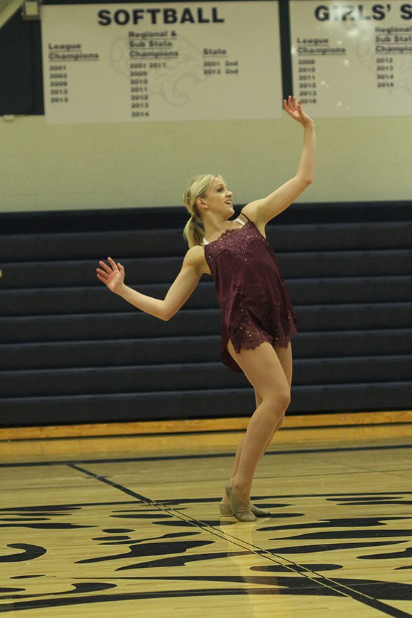 Junior Bella Line dances to Because you Loved Me in her solo routine. 