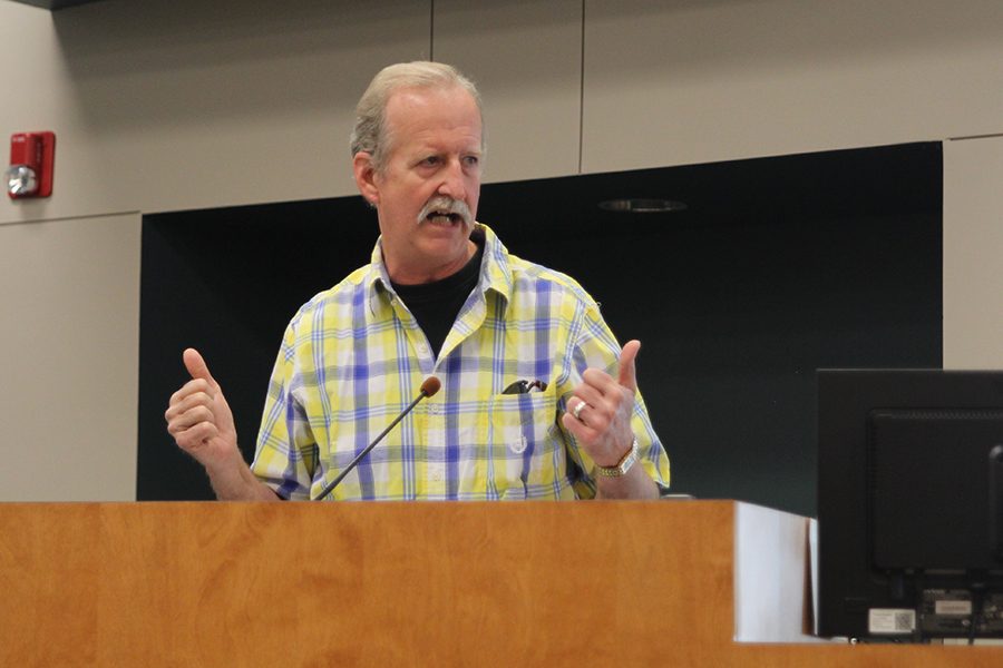 Wrapping up the staff presentation at the District Board meeting, Clear Creek Elementary head custodian Rusty Rhodes gives his perception on what he thinks would make his school safer.