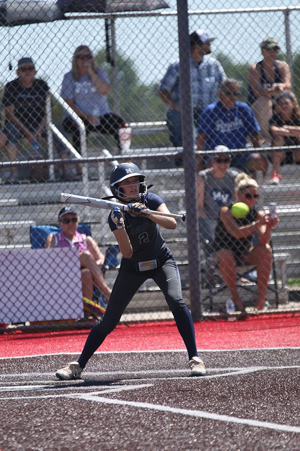 Senior Lilly Blecha attempts to bunt the ball.