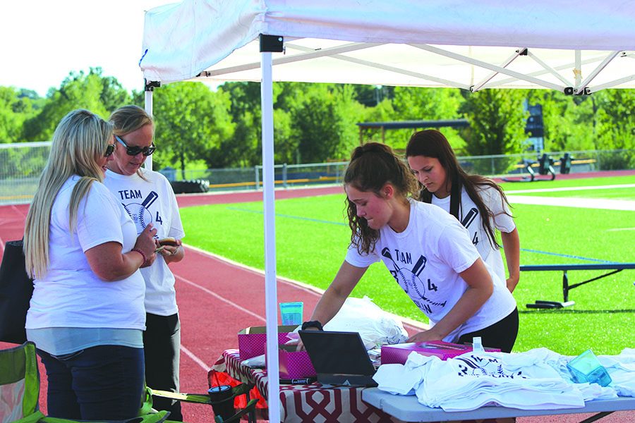 During the kickball tournament for Nolan on Sunday, Sept. 23, senior Brynn Ayers and senior Margaux Porter sell cupcakes to raise money.“We only had 7 teams signed up at the end of school on Friday, so we got a few more teams [to play],” Porter said. “It was a pretty long process, but it was worth it in the end.” 
