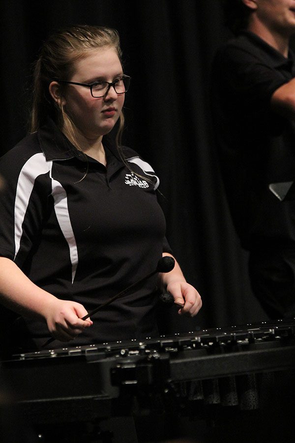 On the xylophone, junior Abby Lee keeps her eyes on her sheet music.