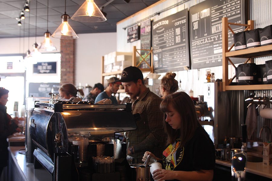 The Black Dog coffee house features a menu the is uniquely specific to Kansas City. They receive coffee roasted by Messenger Coffee in Kansas City, and all of their lunch and breakfast items are produced by the Ibis bakery, which is situated next door.