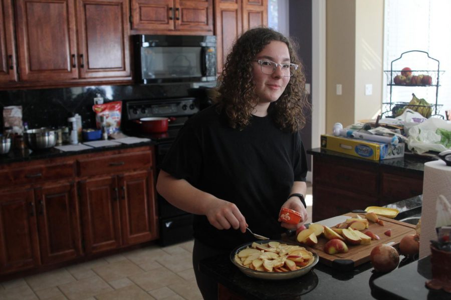 On Wednesday, Nov. 21, sophomore Gabi Hantla prepares a thanksgiving meal for herself that is completely vegan. Hantla says about being vegan “I think it’s just not only for the animals but also the environment. Veganism kind of helps all around everything and there’s really no real, good, valid reason to hurt animals and I feel like that’s a very important issue.” 
