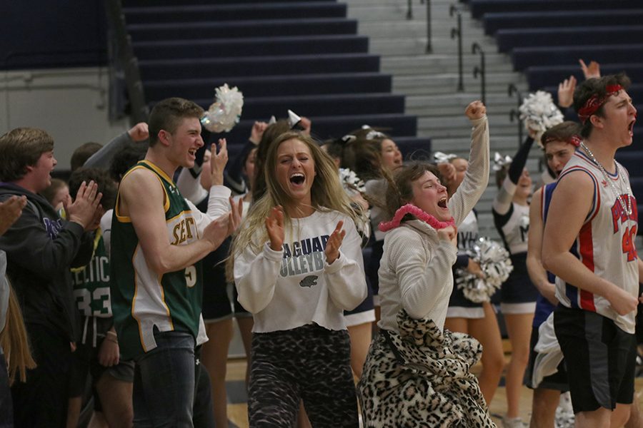 After the junior boys dance, the rest of the grade celebrates their performance.