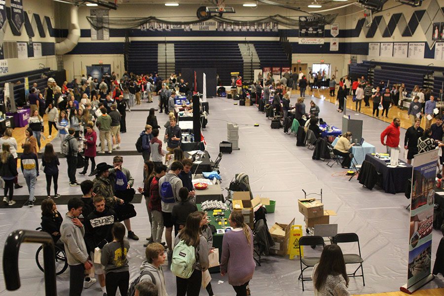 Students from Mill Valley High school and Desoto High school visit many businesses and colleges during the career fair. 