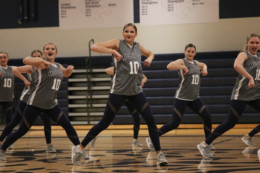 At the spring show on Saturday, March 30, senior Addie Ward performs in the hip hop routine.