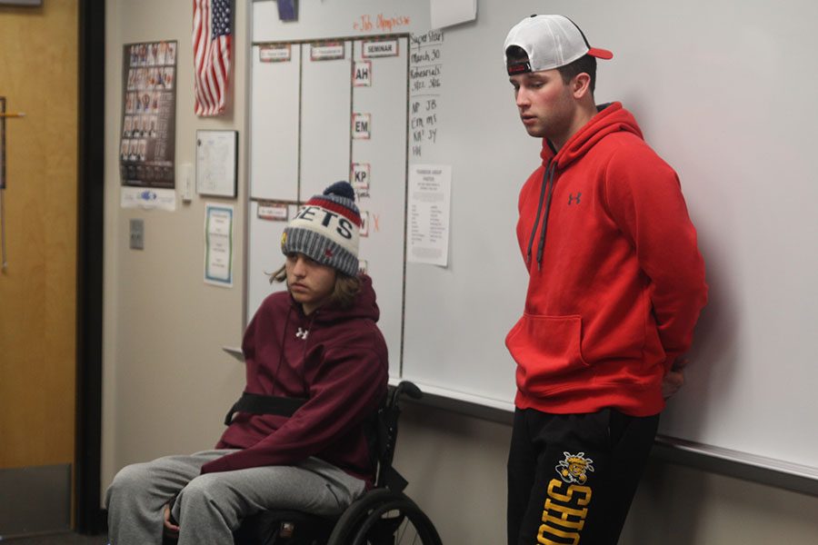 Senior Nolan Sprague speaks at Fellowship of Christian Athletes meeting