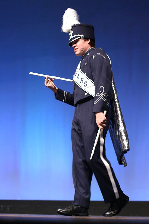 Twirling his drumstick and holding a smirk, senior Zach Bossert is introduced to the audience as “Mr. Percussion”.