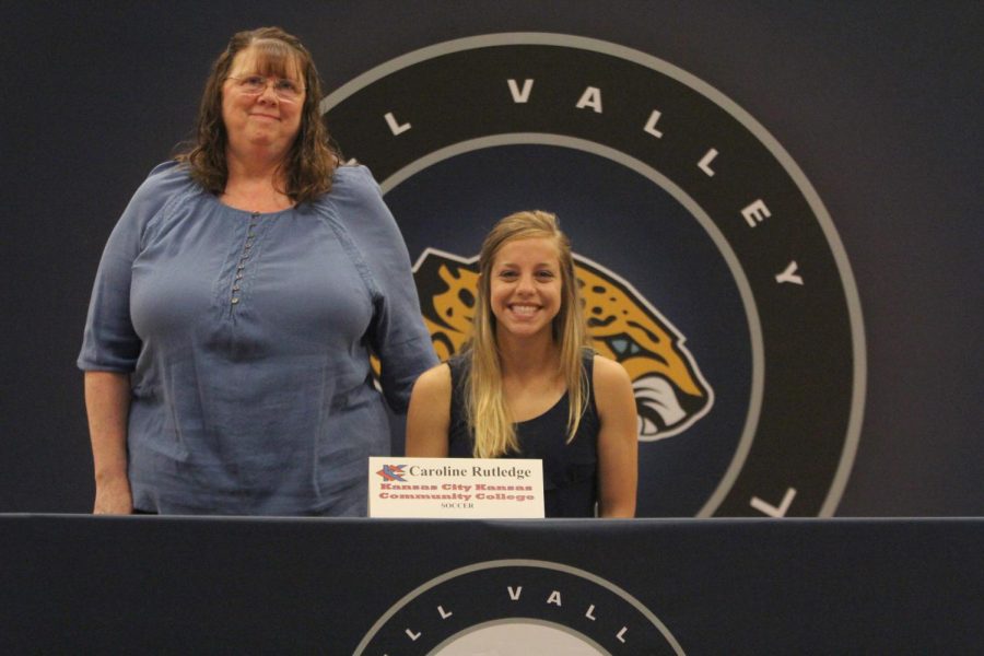 After signing to play soccer at Kansas City Kansas Community College, Caroline Rutledge smiles with her mother.