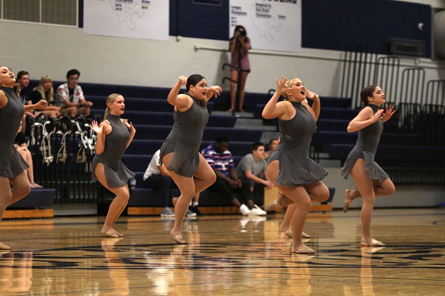The Silver Stars dance team performs a routine.