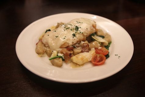 Among nine of the options in Nick's Favorites, the Chardonnay Chicken — a popular entrée — is a decadent dish that serves a blend of gnocchi, artichokes, cherry tomatoes, bacon, cheese topped with a tender chicken. The Chardonnay cream sauce provides the dish with a unique flavor.