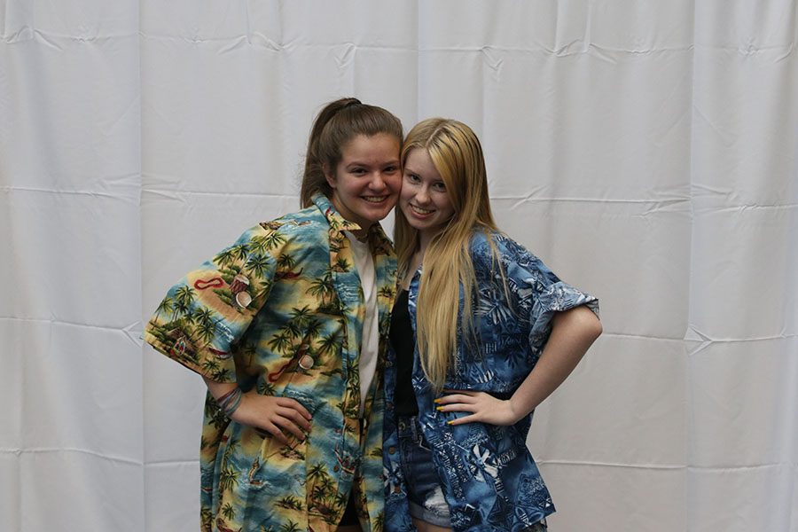 Posing, juniors Lexi Claeys and Kylie Overbaugh, smile. 