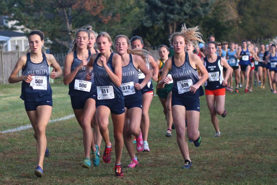 With the team leading the race, senior Morgan Koca leads the pack. Both girls and boys cross country teams win regionals Saturday, Oct. 26, and will advance to state at Rim Rock Farms Saturday, Nov. 2. 