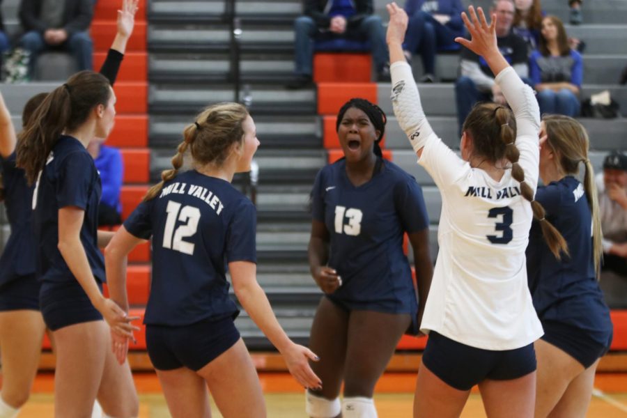 In the midst of the Jags’ celebration, sophomore Taylor Roberts yells out to the crowd. 