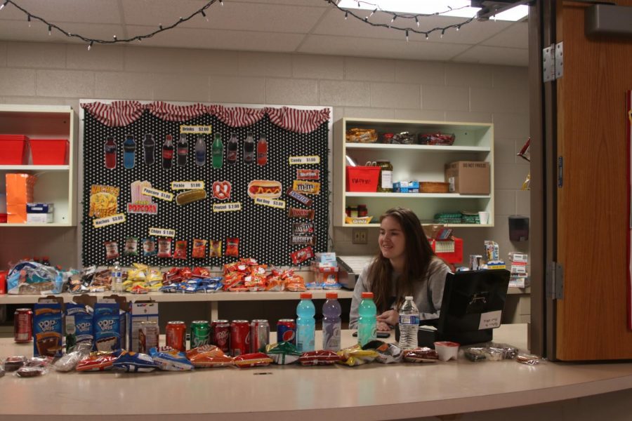 Helping with part of the tournament held at Monticello Trails Middle School, junior Parker Trollinger worked the concessions.
