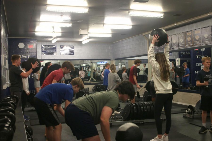 With construction going on strength classes now have to workout in the field house.
