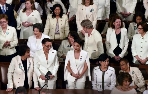 House Democratic women are dressed in white for President Trumps State of the Union address to a joint session of Congress on Capitol Hill in Washington, D.C., on Tuesday, Feb. 5, 2019. 