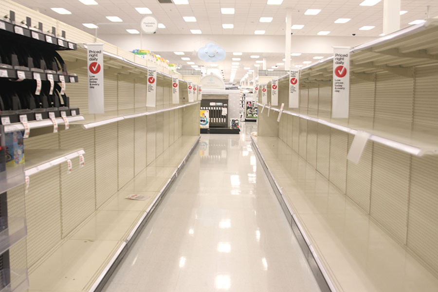 At the local Target in Shawnee, KS on Thursday, March 12. toilet paper was completely out of stock due to growing concern about coronavirus. 