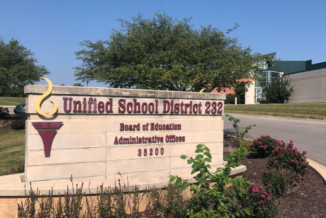 A photo of the district office building the morning before Monday, Aug. 24ths board meeting. At the meeting, the board discussed gating criteria for reopening. 