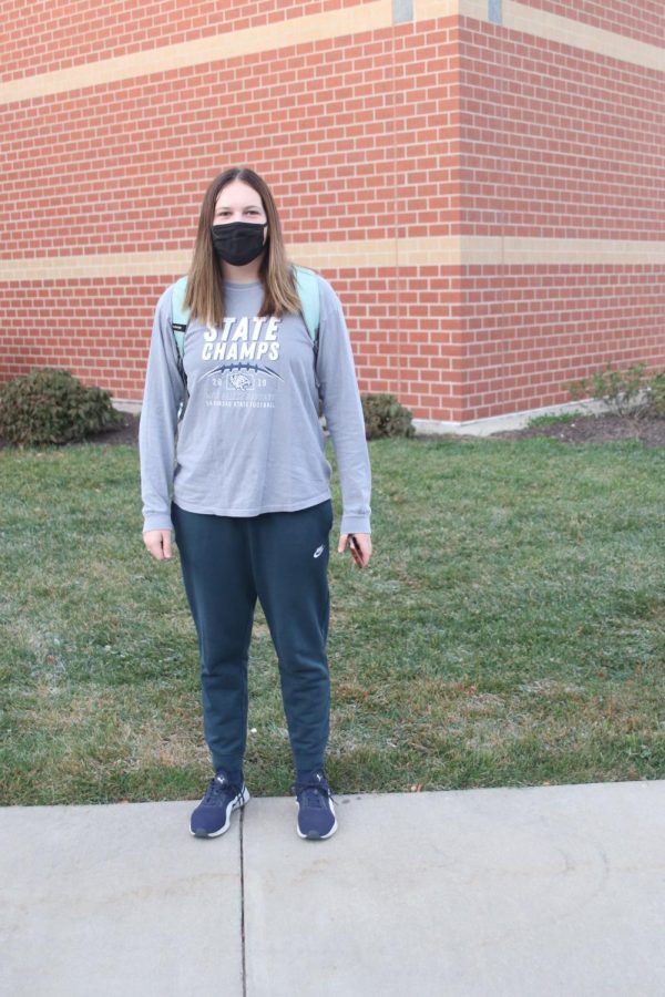 Pictured outside of Mill Valley in her spirit wear is junior Katie Bonnstetter.