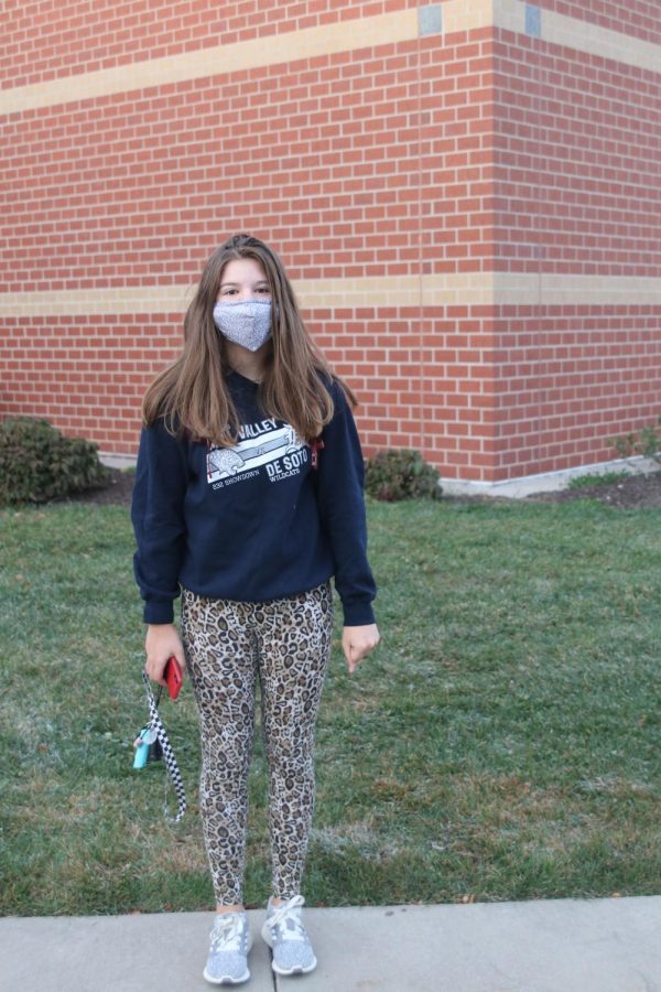 Posed outside of Mill Valley is senior Alexis Claeys in her spirit wear.