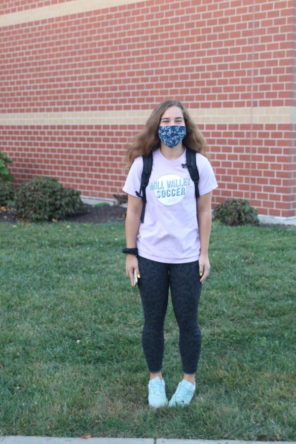 Pictured is senior Avery Norman showing her spirit in her MV soccer shirt.
