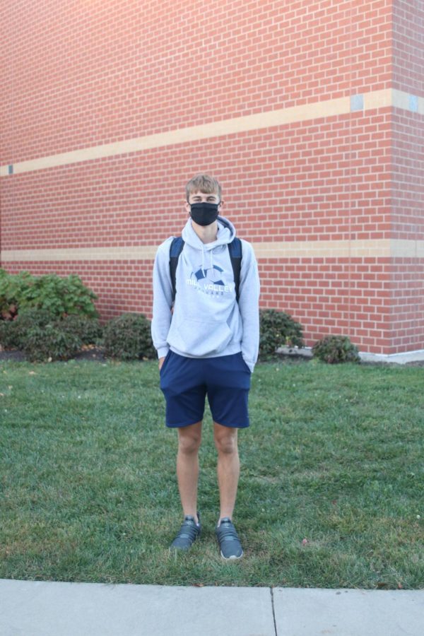 Outside Mill Valley is junior Garrison Shrag in his MV spirit wear.