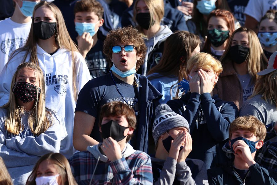 In the crowd, senior Brodie Scott cheers on the Jaguars.
