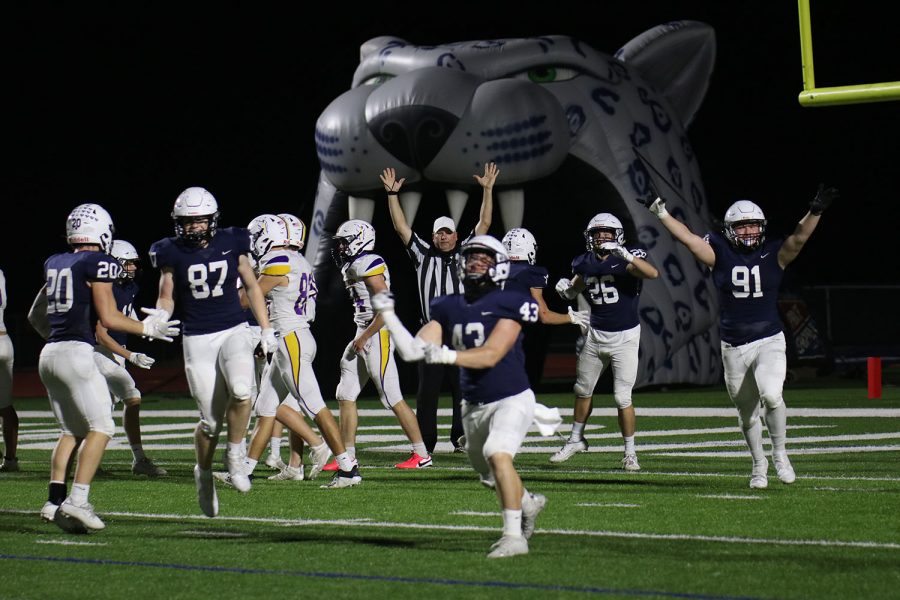 After scoring another touchdown, the team celebrates in the win.