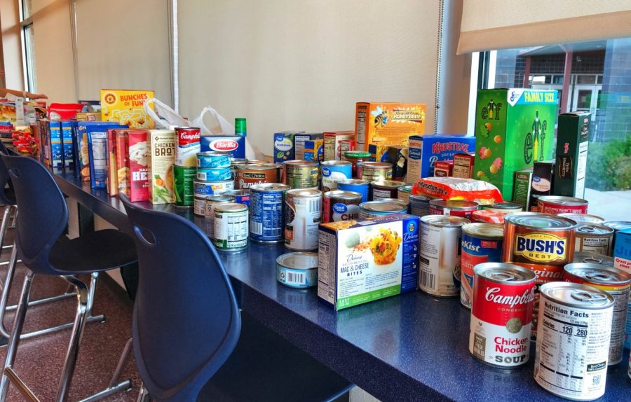 NHS members collected dozens of bags filled with non-perishables food items provided by the community.