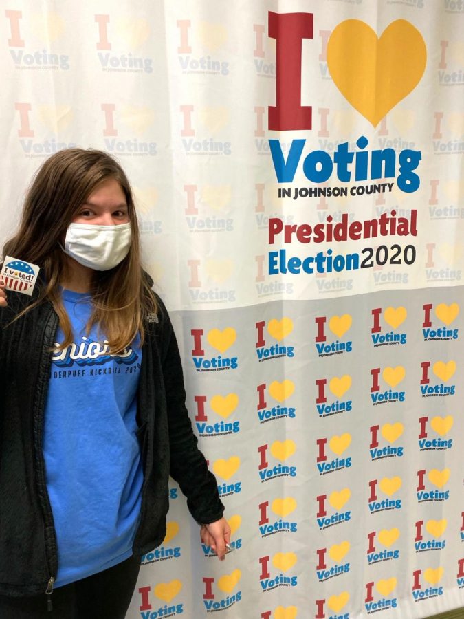 It was Lexi Clayes first time voting, and she has the sticker to prove it!