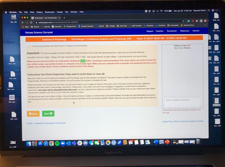 Waiting for her test, senior Hannah Chern gets logged into her computer.