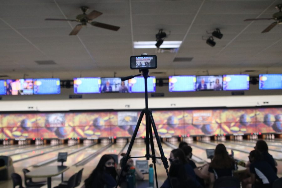 The bowling teams have live streams set up so parents can watch the competition from home.