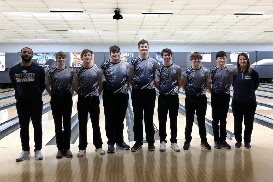 The boys bowling team lines up for the state meet.