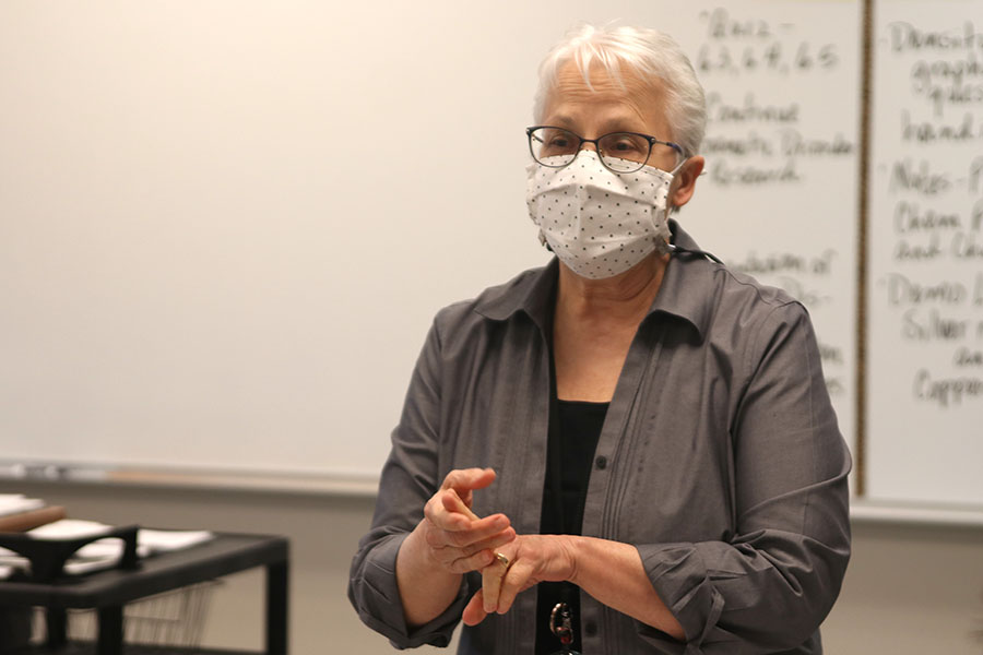 Recently elected the schools teacher of the year, science teacher Donna Riss instructs her students on Wednesday, April 21. 