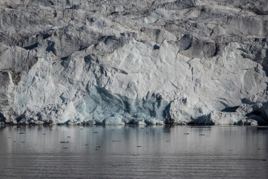 An aerial photo taken on August 17, 2019, shows a view of the Apusiajik glacier, near Kulusuk, a settlement in the Sermersooq municipality located on the island.