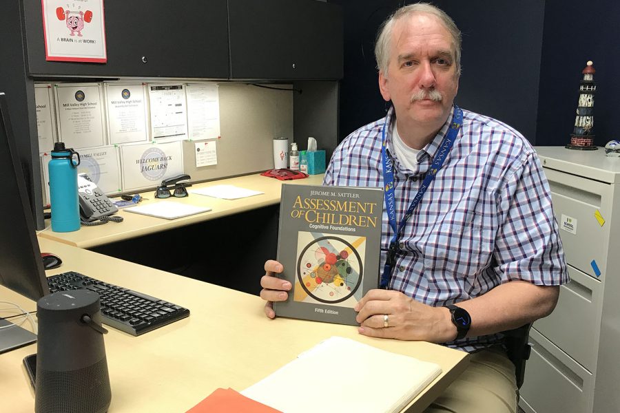 Starting his 11th year as a school psychologist, Michael Austin looks forward to getting to know the students and staff who come to his office. One of Austins prized possessions is
a fifth edition of a childrens psychology book.