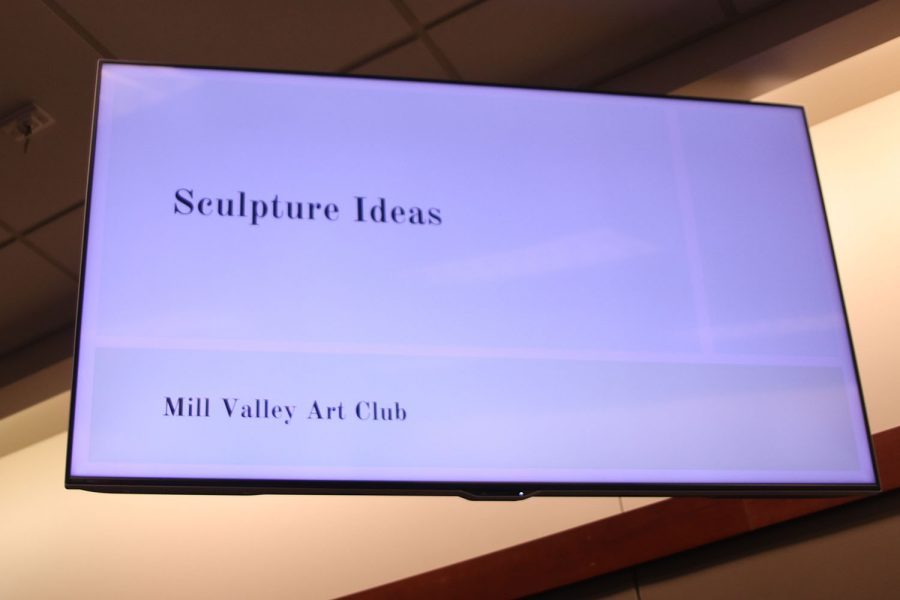 The first slide to the Mill Valley High School art club sculpture theme presentation.