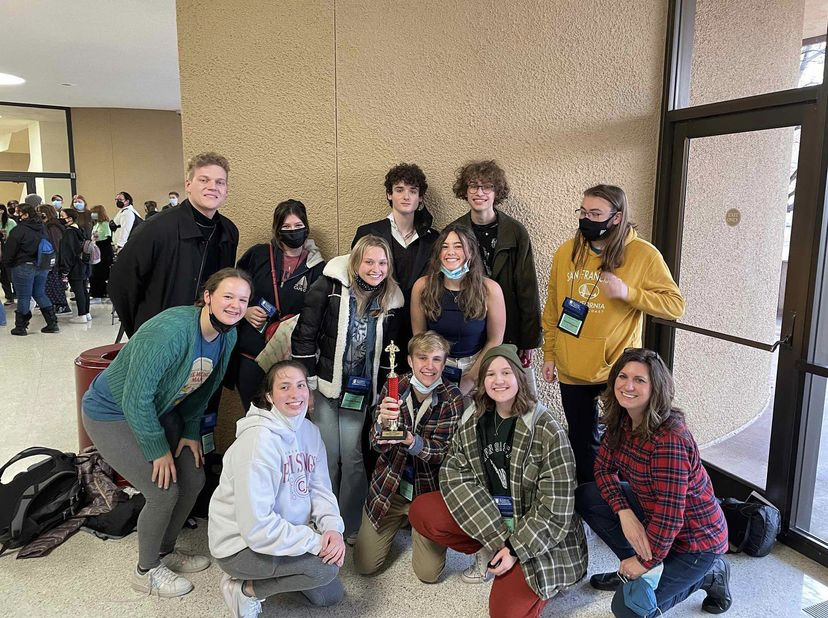 At the annual state Thespian Conference on Jan 8, thespian troupe #7718 first place state winners are pictured. Along with students and gifted facilitator Inga Kelly.
Photo by MVHS Theater