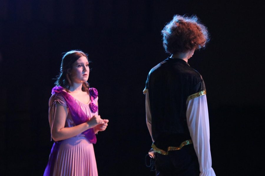 During the final dress rehearsal, junior Asa Esparza portrays her character Helena.