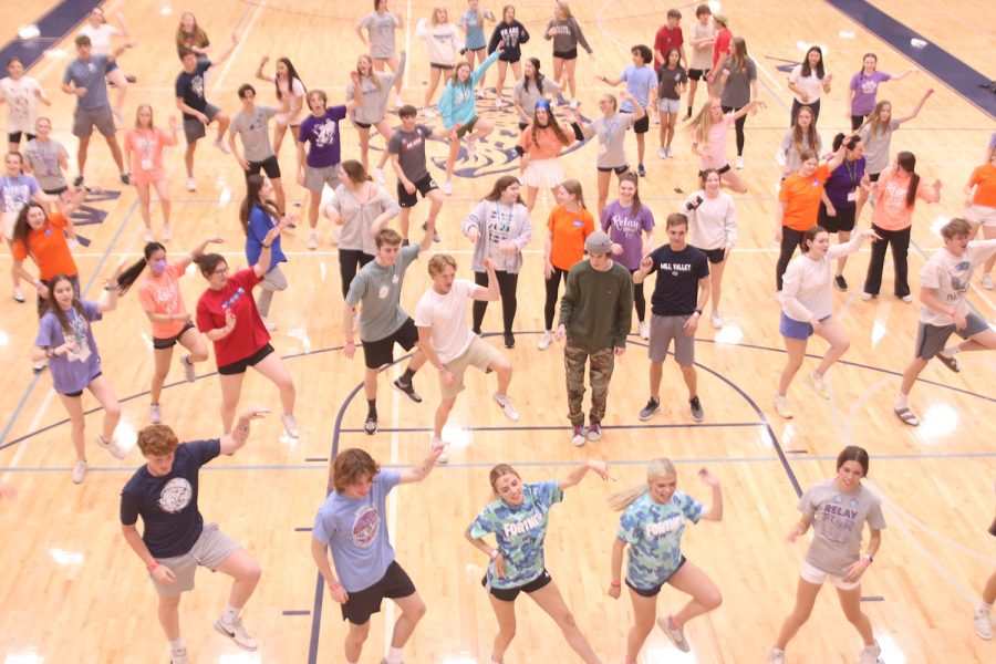 Students enjoy zumba in the main gym Saturday, April 23.
