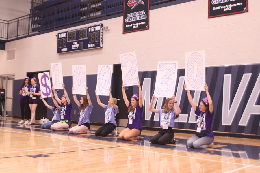 Signs up high, the Relay For Life chairs and ELTS reveal the grand total raised during the annual event Saturday, April 23.