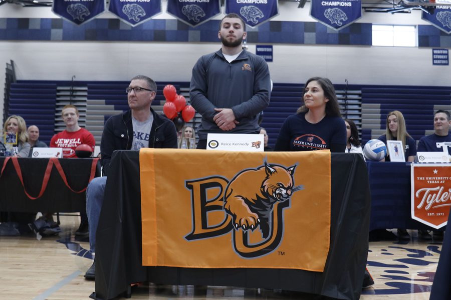 Senior Reice Kennedy signs to play football at Baker University. 