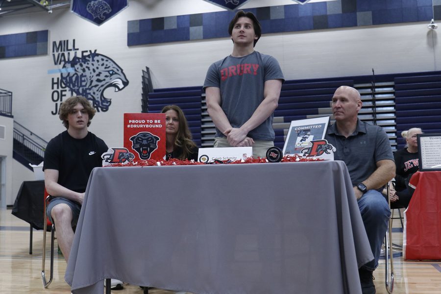 Senior Caleb Schmitz signs to play ice hockey at Drury University.