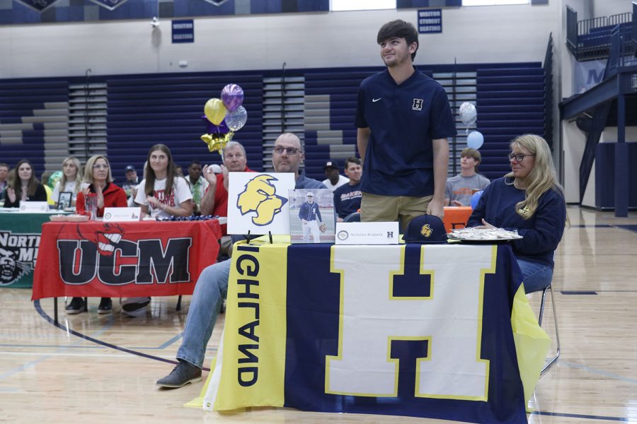 Senior Nick Brubeck signs to play baseball at Highland Community College.
