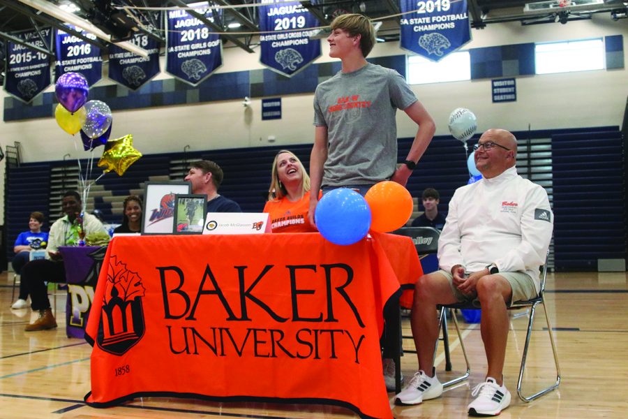 Senior Jacob McGlasson signs to attend Baker University for Cross Country.

