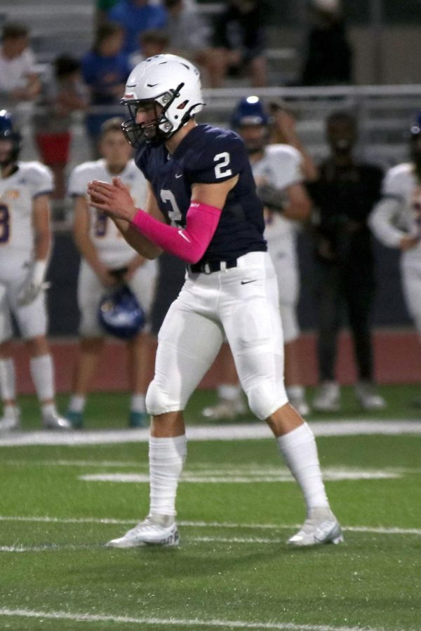 Senior quarterback Hayden Jay gets ready for the snap.
